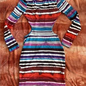 SHEIN Multicolor Striped Long Sleeve Dress